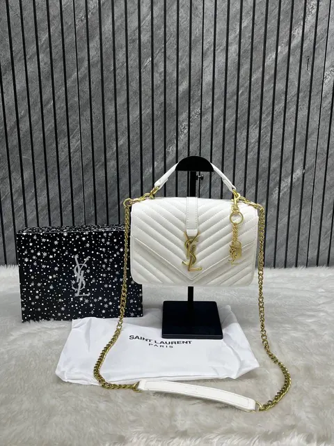 Ysl Collage Black-Silver Medium Shoulder Bag With Original Box & Dust Cover