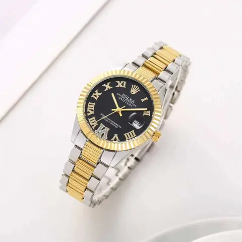 Rolex Oyster Perpetual Date Just 2Ton-Gold-Black