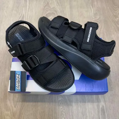 Skechers Go Recover Adjustable Straps All Black Sports Sandal