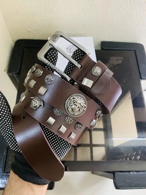 30 VERSACE BROWN FULL RIBBIT PREMIUM QUALITY BELT WITH BOX