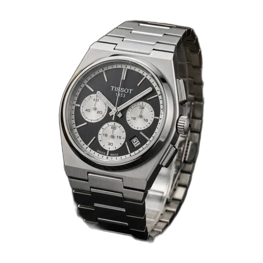 Tissot 1853 Prx Chronograph Steel Silver-Black - front view