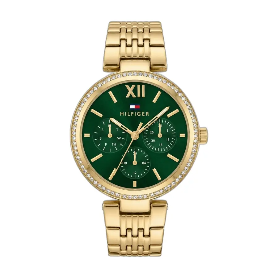 Tommy Hilfiger Sophia multi-function Gold Green Dial - front view