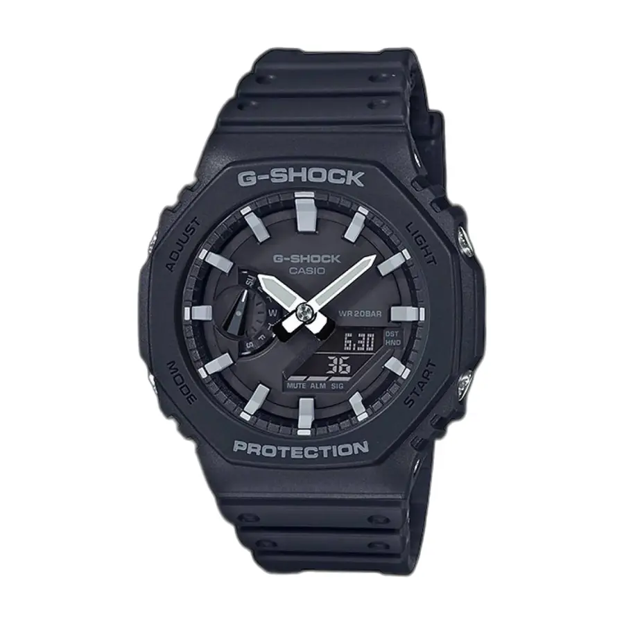 Casio g shock ga2100 black and white - front view