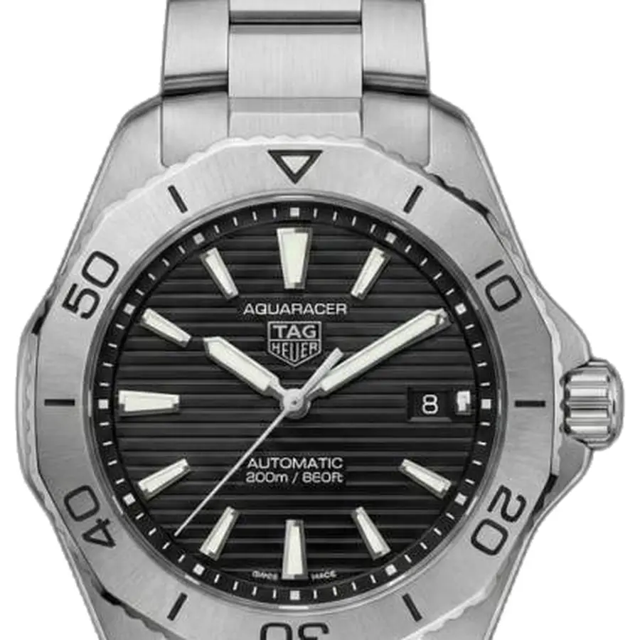 Tag Aquaracer Professional 200 Date Automatic Silver Black - dial close-up