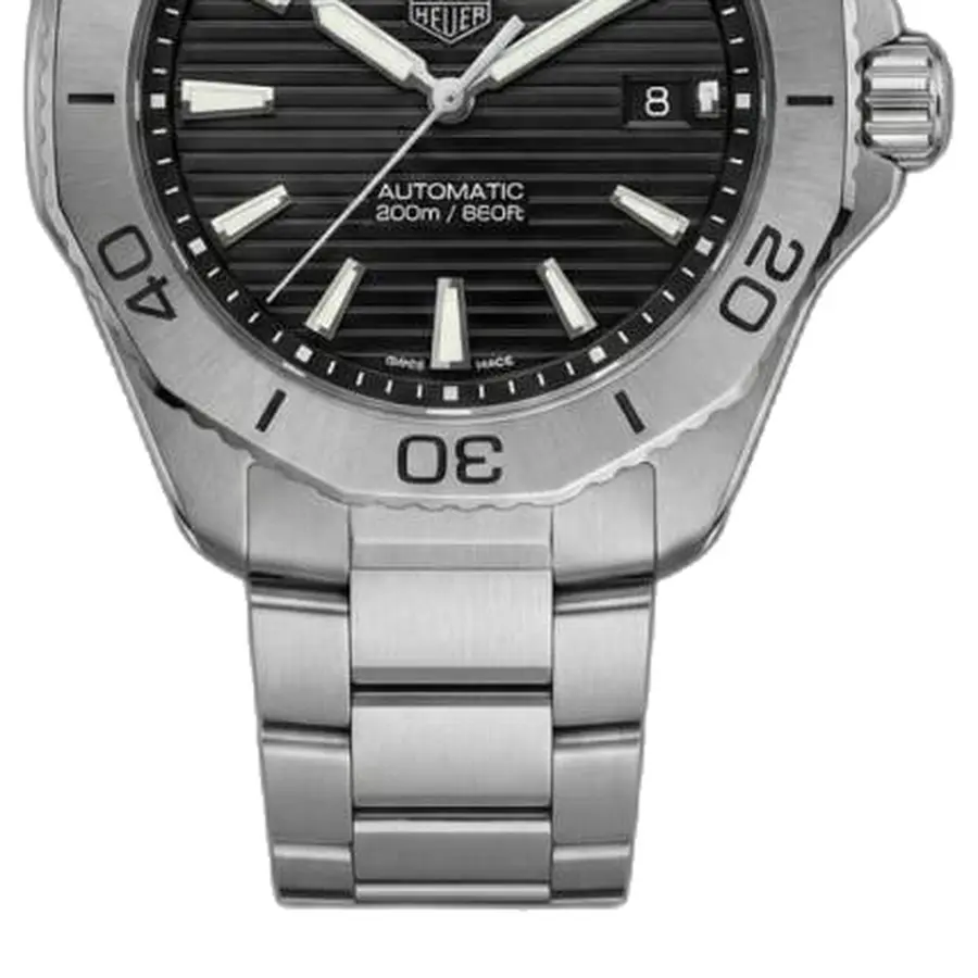 Tag Aquaracer Professional 200 Date Automatic Silver Black - strap