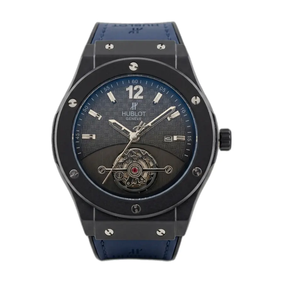 Hublot Big Bang Tourbillon Black Blue Leather - front view