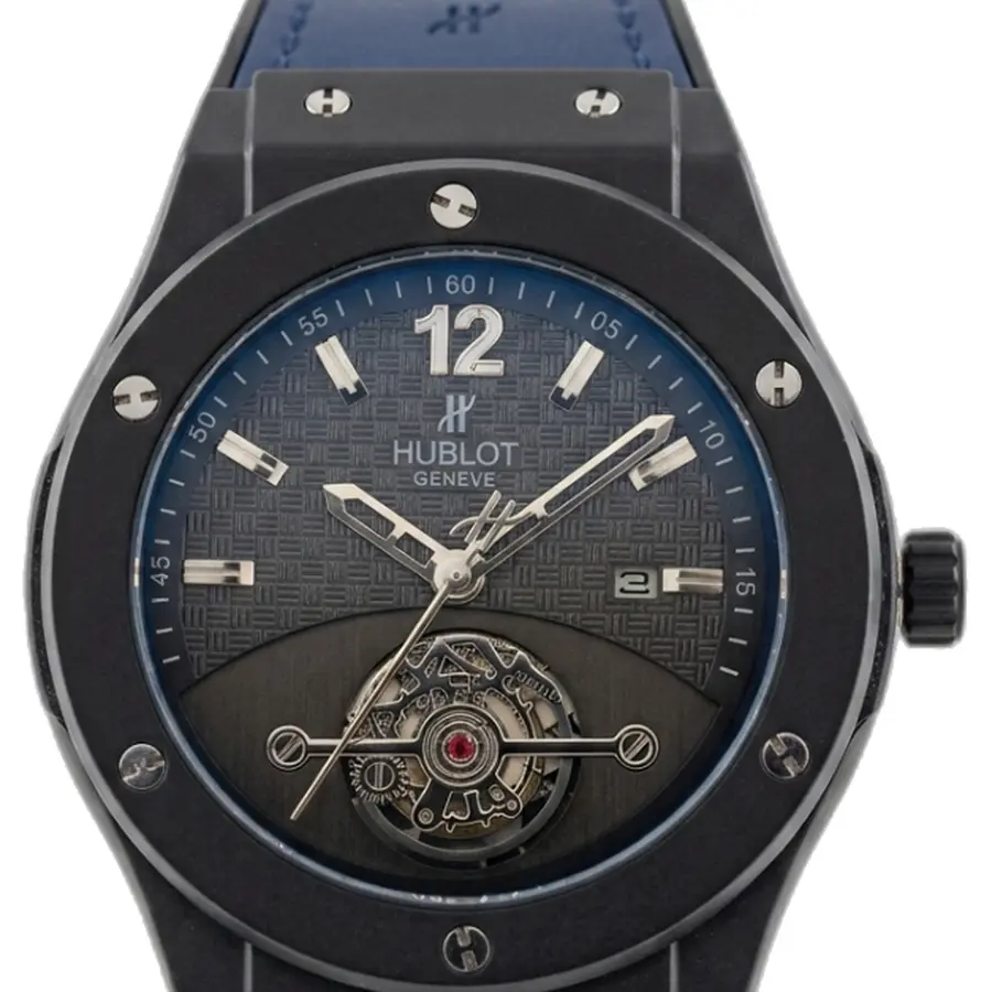 Hublot Big Bang Tourbillon Black Blue Leather - dial close-up