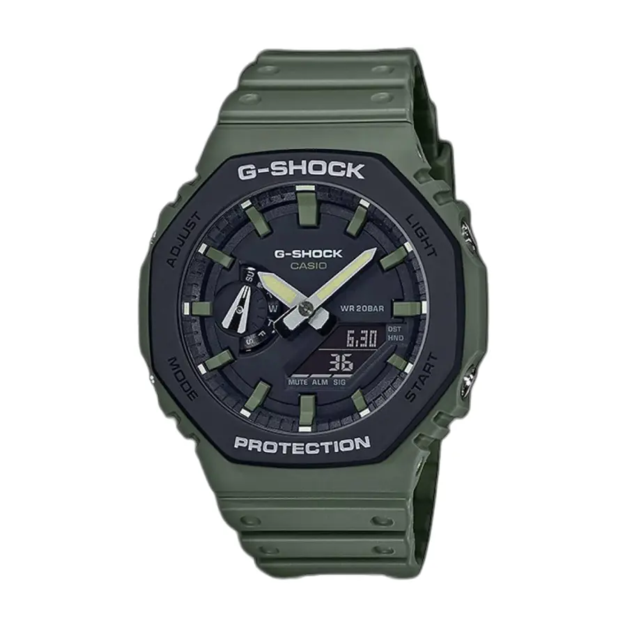 Casio G Shock Ga2100 full green - front view